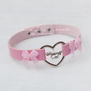 Pastel Pink Mommy's Girl Charm Heart Day Collar Lolita Choker for Cosplay